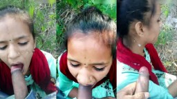 Desi Punjabi Girlfriend Outdoor Giving Blowjob